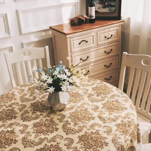 Round Tablecloth Floral Lace Table Cover Mantel PVC Waterproof Oil-Resistant Dining Table Cloth 2-10seater For Home
