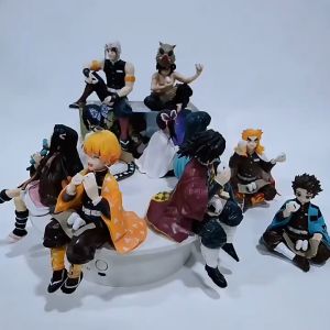 Demon Slayer Tanjirou Nezuko Zenitsu Inosuke Shinobu Giyuu Eat Rice Balls Action Figure - Kimetsu No Yaiba PVC
