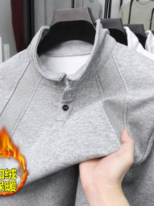 Jiaxun | Vintage Long Sleeve T-Shirt Dissected Placket Henley Neck