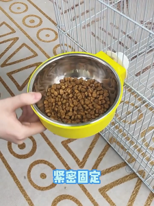 Pet Cage Hanging Bowl Cat&Dog Steel Food Bowl Water Bowl Pet Feeder Mangkuk Kucing