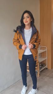 Jaket Taslan Waterproof Hoodie New Jaket Wanita Bulak Balik Outdor Windbreaker Hoxer-gibranstore