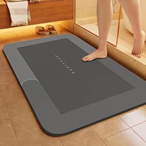 Highly absorbent and non slip bathroom mat - quick drying diatomaceous earth soft and durable floor mat shower blanket