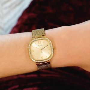JAM TANGAN IMPORT WANITA KASUAL GUESS PERMATA RANTAI PASIR STAINLESS STEEL GARANSI 1 TAHUN INCLUDE BOX ORIGINAL