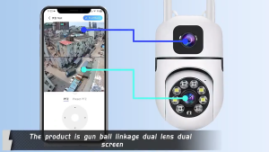 V380 Pro CCTV Camera Dual Lens Connect Cellphone No Wifi Needed Full Color Night Vision Two Way Audio And Speaker AI Motion Detection Surveillance Camera PTZ Rotatable 360° Automatic Tracking