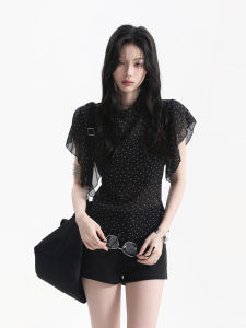 zuocisankon | Stylish Youthful Design Organza Bow Strap T-Shirt Set