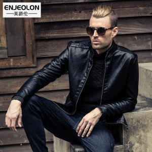Enjeolon | Mens Windproof Slim Fit PU Leather Jacket