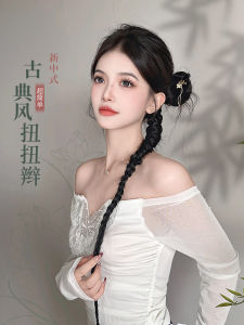 New Chinese Style Fake Hair Braids Twisted Wheat Thin Classical Dance Long Braid Hair Accessories Quick Styling High Temperature Silk