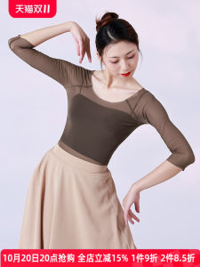 Elegant Womens Classical Dance Costume Top Summer Floaty Mesh Practice Suit Tang Dynasty Style Performance Clothing Spin Palace
