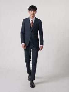 Autumn Fashion Stripes Blue Mens Suit