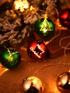 Christmas Balls with LED Lights Xmas Tree Decoration For Home Ornament Lamp Strip Light 2M 10Bulbs Christmas Ball Lights Battery Operated Bedroom Twinkle Fairy Lights for Indoor Outdoor Home Garden