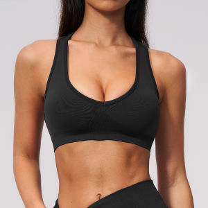 QYUED | Seamless Knit Fitness Plunge V-Back Bra