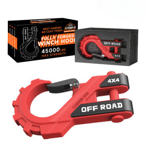 Winch Hook Heavy Duty Max 20 Ton Forged Steel 3/8" with Rubber Protector Winch Tow Clevis Slipfor Synthetic Rope Winch Cable ATV