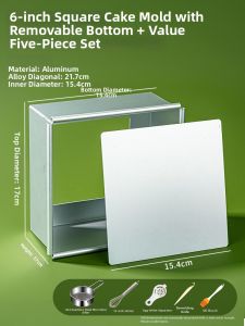 BAKESE | Square Loose Bottom Cake Pan 6/8/10 inch
