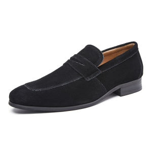 Leather Loafers Mens Business Casual Flat Heel Breathable Comfortable Spring Autumn Seasonal Fashion Single Shoes Slip-On