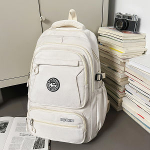 Large Capacity Backpack for Boys High School Students Double Shoulder Letter Casual Simple Style School Bag Waterproof Commuting Bag