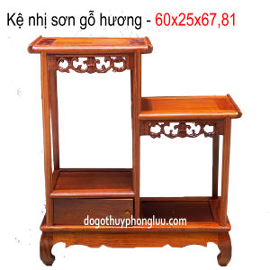 Kệ nhị sơn bày đồ trang trí gia đình gỗ hương Cao 6781 Rộng 61