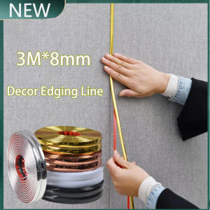 8mmx300cm Mirror Picture Frame Decor Edging Line Self-adhesive Punch-free Soft PVC Wall Lines wallpaper bright gold strip border decorative line ceiling decorative strip suitable for living room bedroom background wall sticker floor door seam sticker