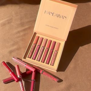 HANDAIYAN 6Pcs Matte Liquid Lipstick Makeup Set Matte liquid Long-Lasting Wear Non-Stick Cup Not Fade Waterproof Lip Gloss