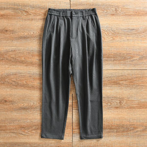Mens Fashionable Slim Fit Casual Pants Wool Blend Thin Spring Summer Nine Point Micro Cone Company Casual Polyester Fiber