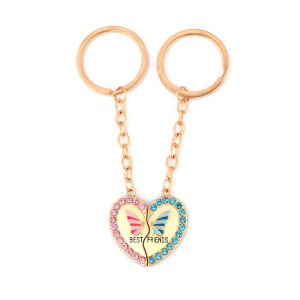 Love Crystal Keychain Pair Splicing Backpack Friendship Heart Shaped Accessories Simple And Cute Student Girl Best Friend Gift