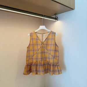 Shalldoer | Áo sơ mi nữ cổ chữ V họa tiết hoa không tay mỏng thoáng khí cao cấp mùa hè mới về dáng rộng dài vừa phải