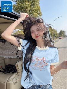 Jeanswest | Áo Thun Cotton Tay Ngắn Màu Xanh Duyên Dáng