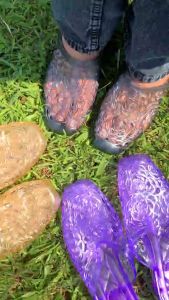 VEBLEN Sandal Heels Wanita Cewek Bunga Karet Jelly Transparan Korea Style Kekinian Hitam Selop Sendal Tahan Air Anti Licin flat