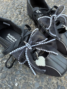 Black Lace Butterfly Knot Shoe Buckle Womens Style Decorative Ribbon Dequn Ballet Fashion Trend Korean Version Shoe Accessories