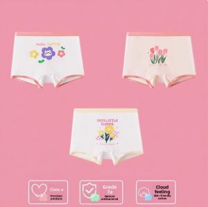 miiow | Pure Cotton Childrens Underwear Girls Boxer Briefs Flat Angle Pants Anti-Bacterial Comfortable For Students And Teens