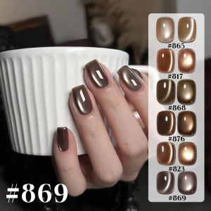 Bộ 6 Sơn Gel Mắt Mèo 2025 Thu Đông Màu Đen Socola Nâu Hổ Phách Với Hạt Thủy Tinh Dành Cho Trang Trí Móng