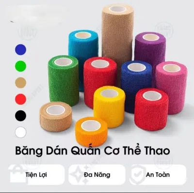 Băng keo thể thao cổ chân cổ tay cao su non đàn hồi tốt không dính lông chân 5cm 7.5cm nhiều màu hỗ trợ thi đấu và tập luyện