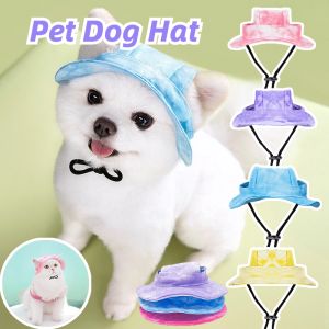 Pet Dog Cat Sunscreen Hat with Ear Holes Adjustable Rope Buckle Fisherman Hat Pet Supplies