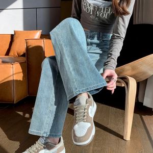 Straight Wide Leg High Waist Loose Jeans Womens Clothing Autumn Winter New Trousers for Pear Shape Body Relaxed Fit
