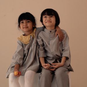 SOPHIA SET / Setelan Muslim Blouse Anak Kotak Gingham by Kaija Indonesia