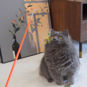 CFA Competition Replacement Feathers Long Pole Cat Toys Realistic Small Flying Insect Simulation Feather Cat Teaser Toy