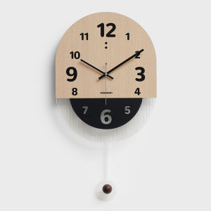 EMITDOOG Retro Style No Drilling Wall Clock Modern Swinging Clock for Living Room Bedroom Simple Decorative Home Use Table