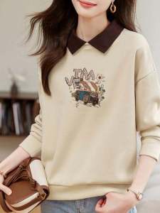 เสื้อโปโลคอโปโลแขนยาวผ้าฝ้ายแท้สไตล์ใหม่ฤดูใบไม้ผลิและฤดูใบไม้ร่วง เสื้อคลุมกันหนาวหลวมๆ ลดอายุ เสื้อชั้นใน เสื้อผ้าทำงาน