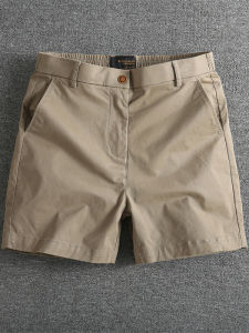 Summer Mens Casual Sports Shorts Elastic Waist Cotton Workwear Shorts Outerwear Mid-Calf Length Breathable Straight Leg