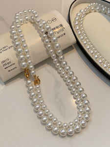 สร้อยคอรูปตัวอักษรสไตล์ใหม่สำหรับผู้หญิง สร้อยคอไข่มุกสีขาวออสเตรเลีย สร้อยคอแฟชั่นฤดูใบไม้ร่วง/ฤดูหนาว สร้อยคอสำหรับเสื้อกันหนาว