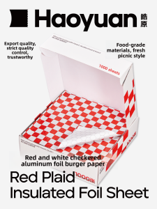 Gold Red And White Checkered Burger Sandwich Wrap Aluminum Foil Baking Paper Honeycomb Composite Kitchen Cooking Tools