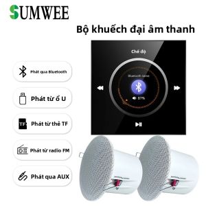 Hệ Thống Điều Khiển Âm Nhạc Mini Bluetooth Gắn Tường Loa Trần Cảm Ứng Hỗ Trợ Thẻ Nhớ U Disk FM TF