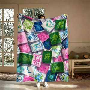 Potdemiel | Colored Decorative TilesFlannel Blanket Warm Soft Halloween Christmas Couch Warm Cozy Decorative Decor Gift for All Season
