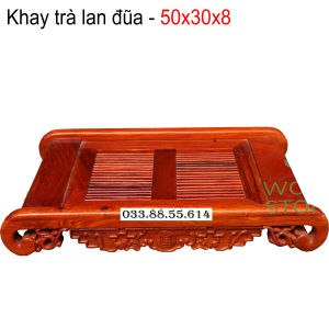 Khay trà gỗ hương bàn trà lan cổ điển cao cấp dài 50 rộng 30 cao 8cm