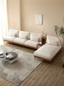 Nordic Style Cherry Wood Velvet Sofa Federal Home Simple Living Room Small Model Government Subsidy Free Sofa Quality Luxury Type