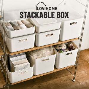 SG Stackable Storage Box with Dustproof Lid Cover Space Savers For Kitchen Living Organizer Kitchen Bathroom Cabinet Room Plastic Wardrobe Accessories Rack Mask Large Small Container Drawer Organiser Multipurpose Underbed Plastic Universal Wheel
