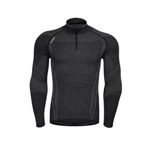 VEST UP | Seamless Half-Zip Stretchy Breathable Mens Fitness Long Sleeve T-Shirt