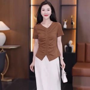 Slim Fit Long Sleeve T-Shirt Womens Fashion Top Autumn Winter Casual Style Breathable Comfortable V-Neck Zipper Closure Base Shirt