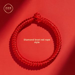QINGXIANGTAI | Zodiac Year Red Rope Bracelet with Strong Knot