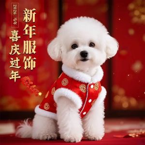 Winter Warm Pet Clothes for Dogs And Cats Teddy Bichon Celebratory New Years Clothing Casual Normal Specification Tang Suit