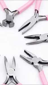 Small Diagonal Pliers Jewelry Making Pliers Set Pink Handle DIY Auxiliary Tools Carbon Steel Long Chain Nose Plier